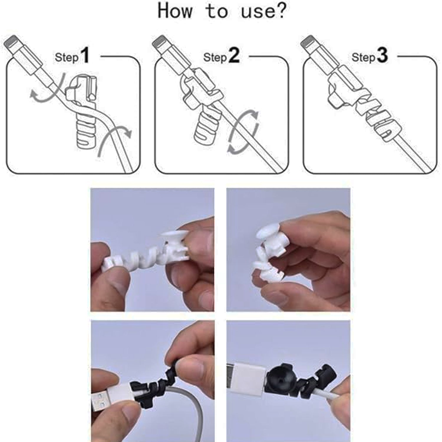 FlexiGuard™ Cable Protector – Prevents Charger Breakage & Extends Life(Suction Winder  4 Pcs Set)