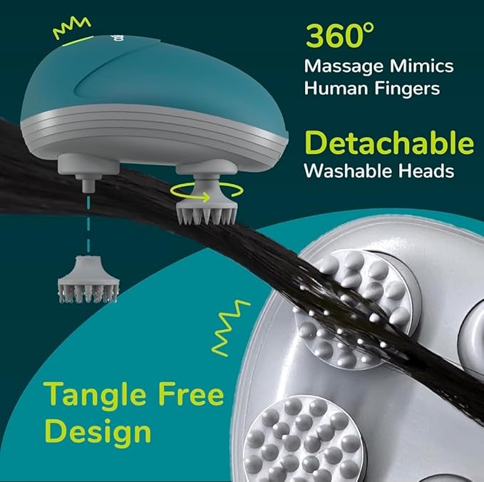 Caresmith Revive Scalp Massager | 96 Silicon Kneading Points with Detachable Heads | Scalp, Body & Head Massager for Hair Growth (Black)