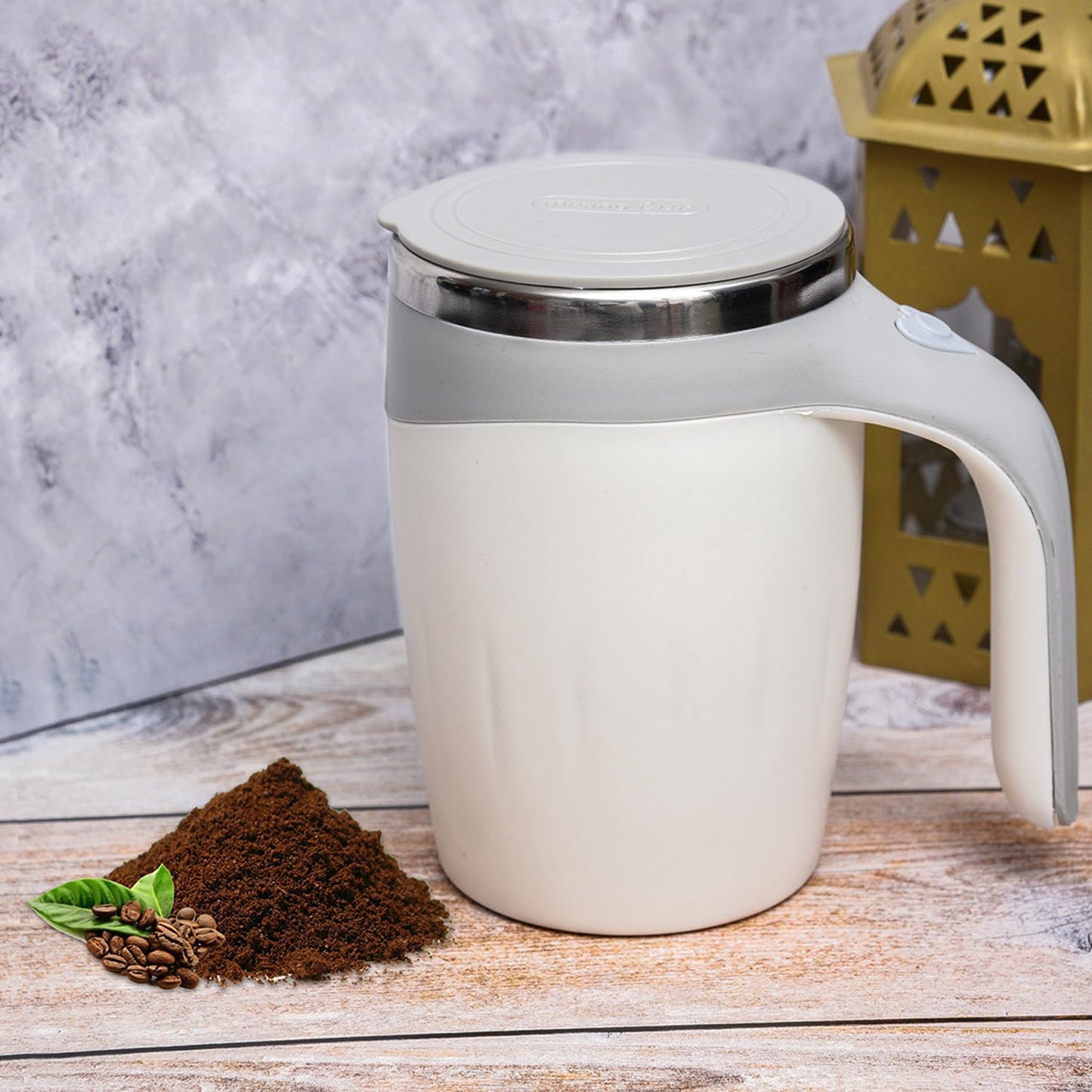 5545 Stirring Coffee Mug Magnetic Stirring Coffee Cup Stainless Steel Mug For Milk Travel Mixing Cup Self Stirring Coffee Mug Suitable For Coffee Milk Hot Chocolat Battery Operated ( Battery Not Included )
