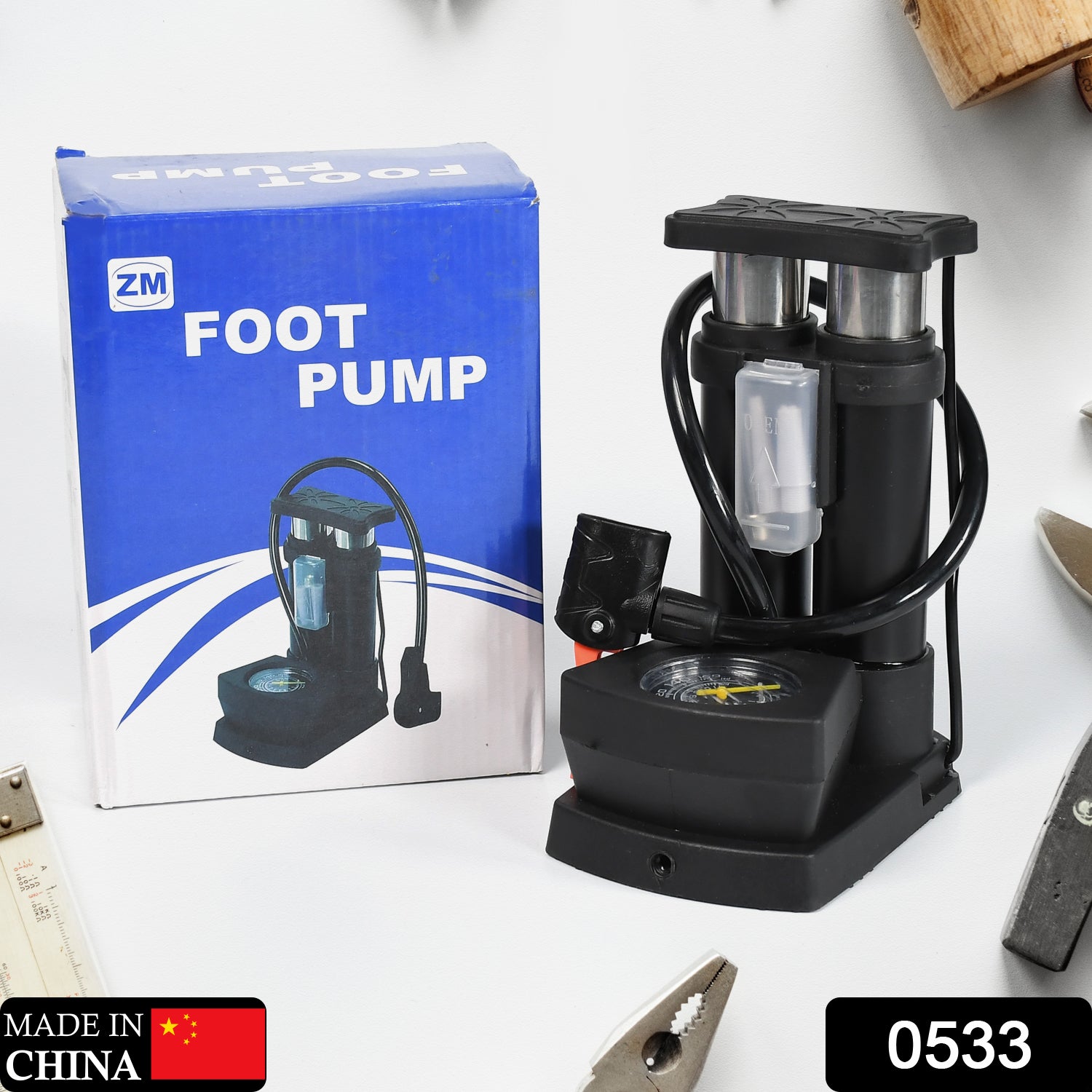 0533-portable-mini-bike-pumpcycle-pump-foot-activated-with-gauge-floor-bicycle-pump-cycle-pump