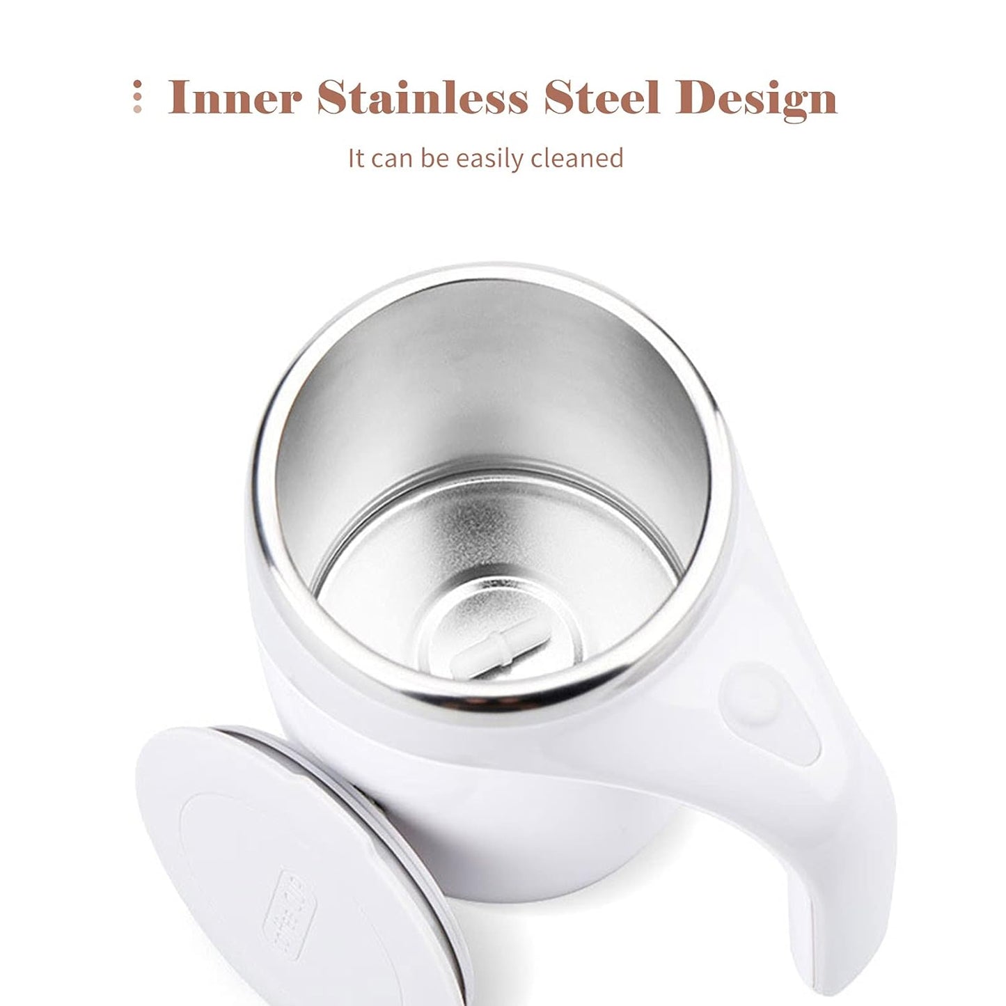 5545 Stirring Coffee Mug Magnetic Stirring Coffee Cup Stainless Steel Mug For Milk Travel Mixing Cup Self Stirring Coffee Mug Suitable For Coffee Milk Hot Chocolat Battery Operated ( Battery Not Included )