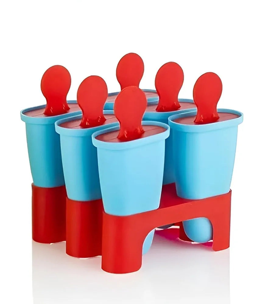 Plastic Ice Candy Maker Kulfi Maker Moulds Set With 6 Cups (Multicolour)