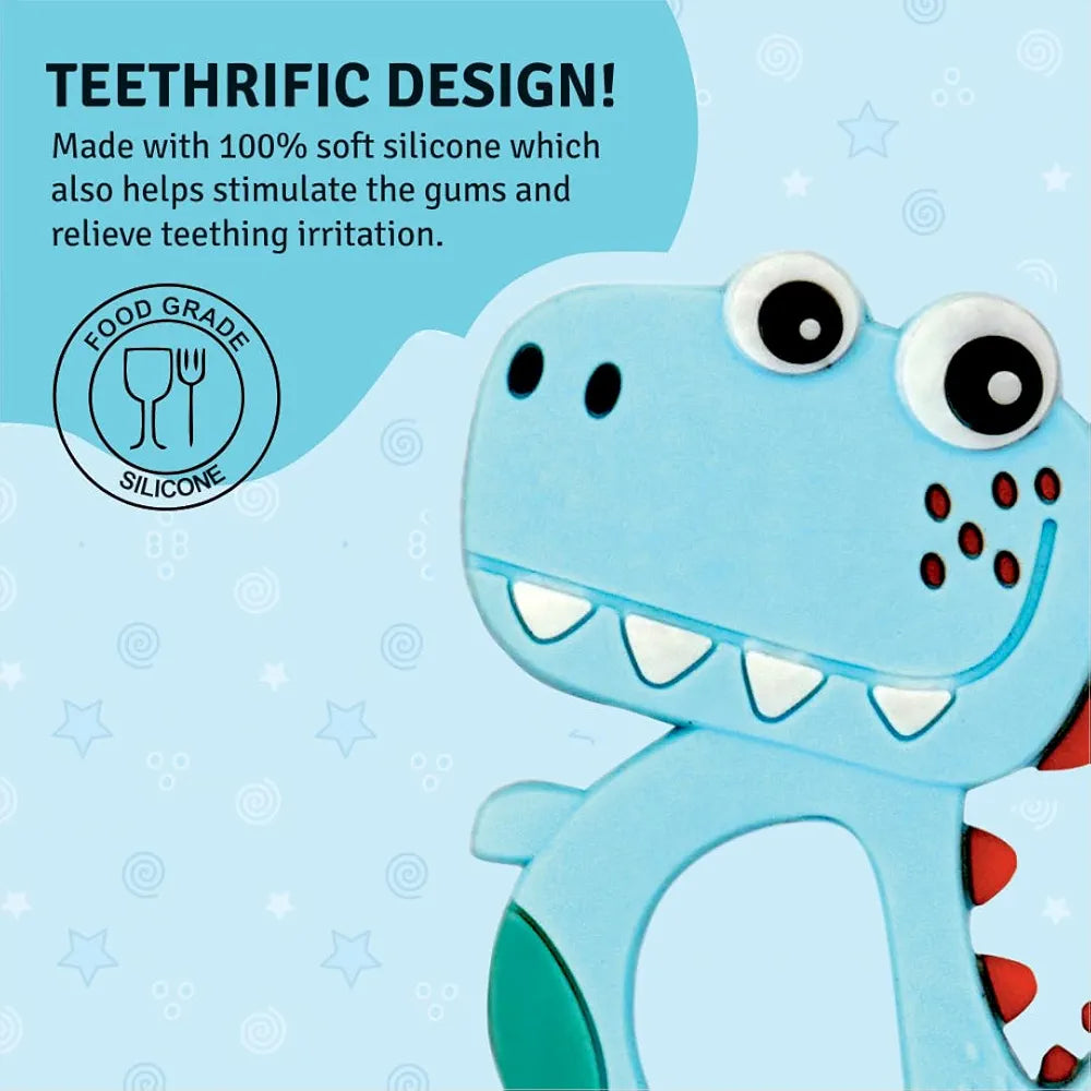 Baby Teether Silicone Dinosaur Design | BPA-Free Infant Teething Toy for Pain Relief & Gum Massage | Safe Chewable Teether for Babies (1 Pc, Mixed Color)
