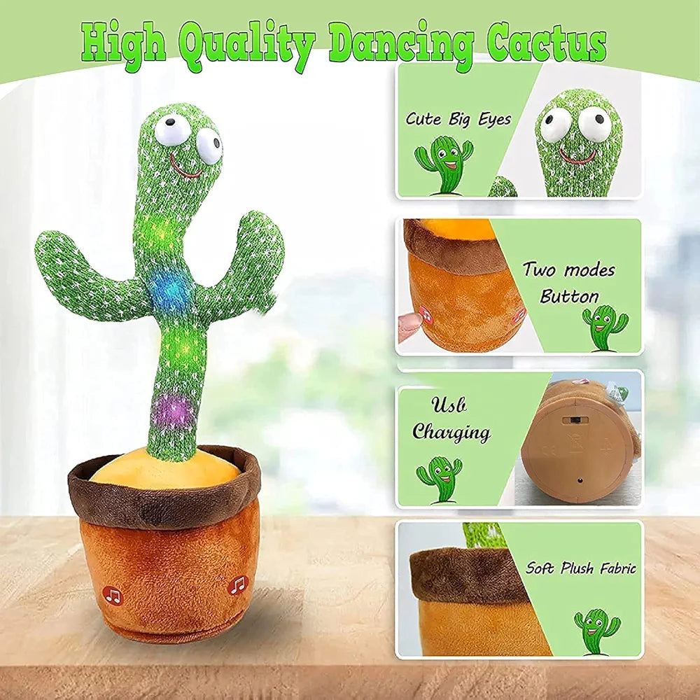 Dancing Cactus Toy with LED Lights & Music | Mimicry Talking Cactus Plush for Babies & Kids | Singing, Recording & Fun Interactive Toy