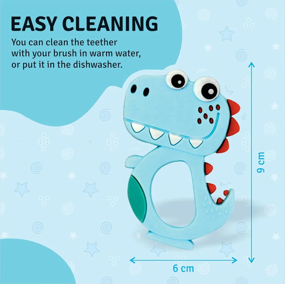Baby Teether Silicone Dinosaur Design | BPA-Free Infant Teething Toy for Pain Relief & Gum Massage | Safe Chewable Teether for Babies (1 Pc, Mixed Color)