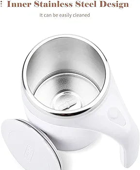Magnetic Self Stirring Coffee Mug | Stainless Steel Travel Mixing Cup for Coffee, Milk & Hot Chocolate – Battery Operated (Batteries Not Included)