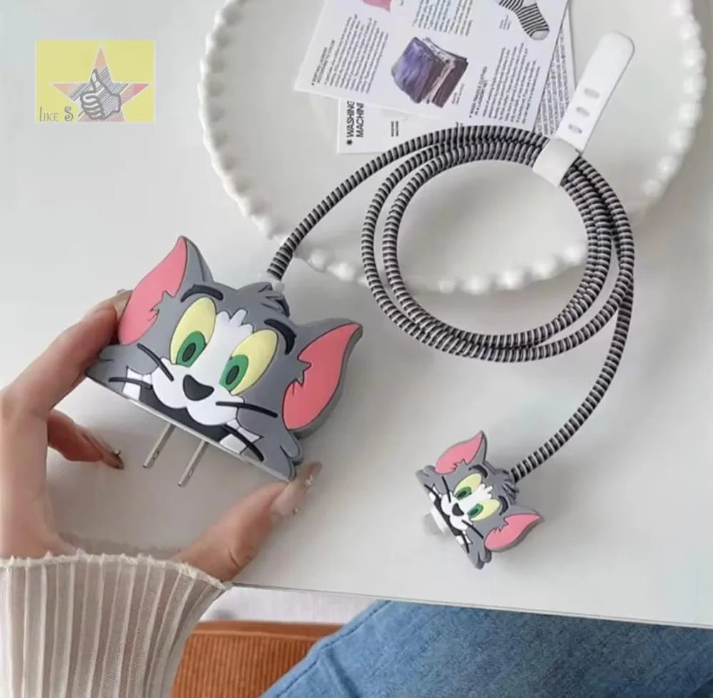 Silicone Charger Case Cover for iPhone 18W/20W Adapter | Cartoon Character Protective Cover | Cute Mix Design for Travel & Daily Use (1 Pc)