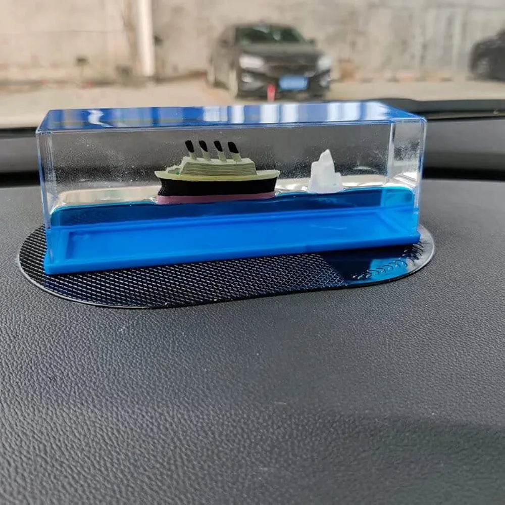 Car Interior Dashboard Decoration | Floating Water Cruiser Ship Iceberg Ornament | Home Decor, Desk Paperweight & Gift Item for Car Lovers