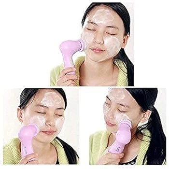 5-in-1 Facial & Body Massager | Electric Smoothing Skin Care Tool with 5 Interchangeable Heads for Face Cleansing & Relaxation (Pink)