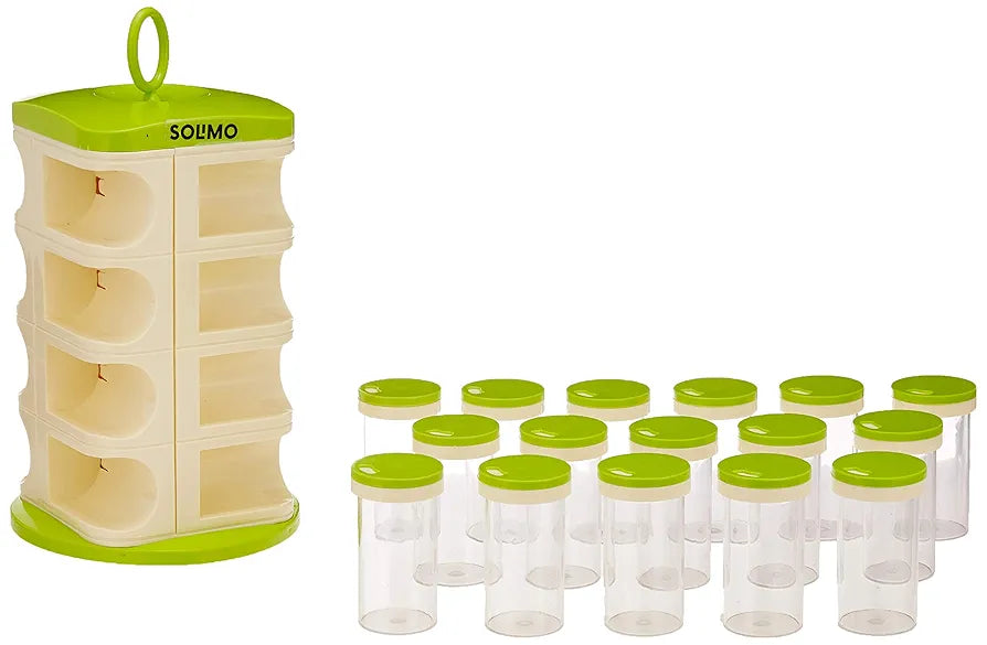 Ganesh Revolving Spice Rack | 12-Jar Masala Box & Kitchen Organizer for Spices, Herbs & Condiments