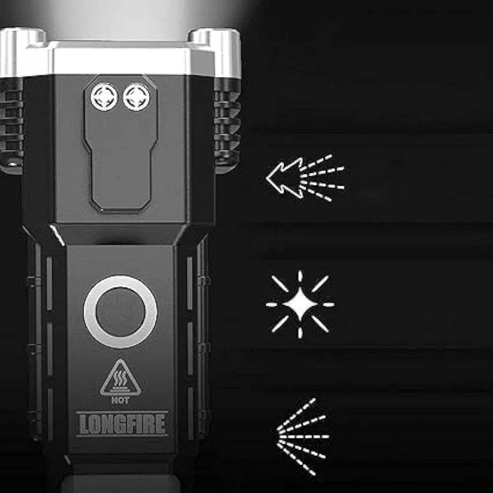 Portable Rechargeable Torch LED Flashlight | High Power, Long-Range Beam Torch with USB Charging