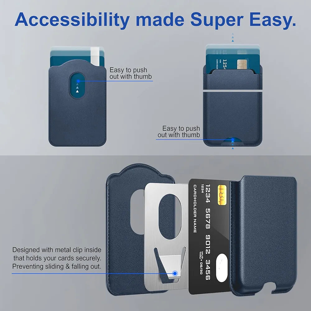 MagSafe Mobile Card Wallet Holder | Magnetic Slim Card Case for iPhone | Detachable PU Leather Wallet for Credit, ID & Business Cards