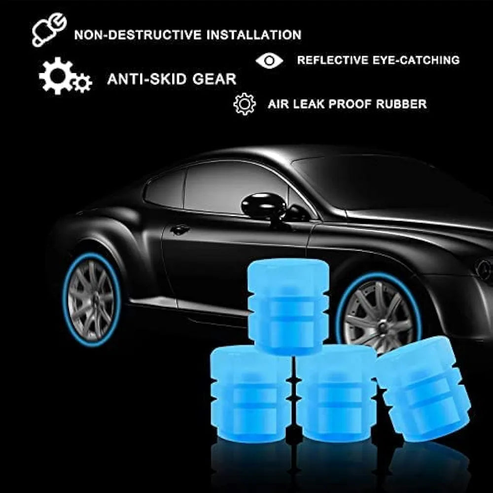 Tyre Valve Caps Luminous Glow Car Tire Valve Cap Covers Vaal Cap (100 Pcs Set)