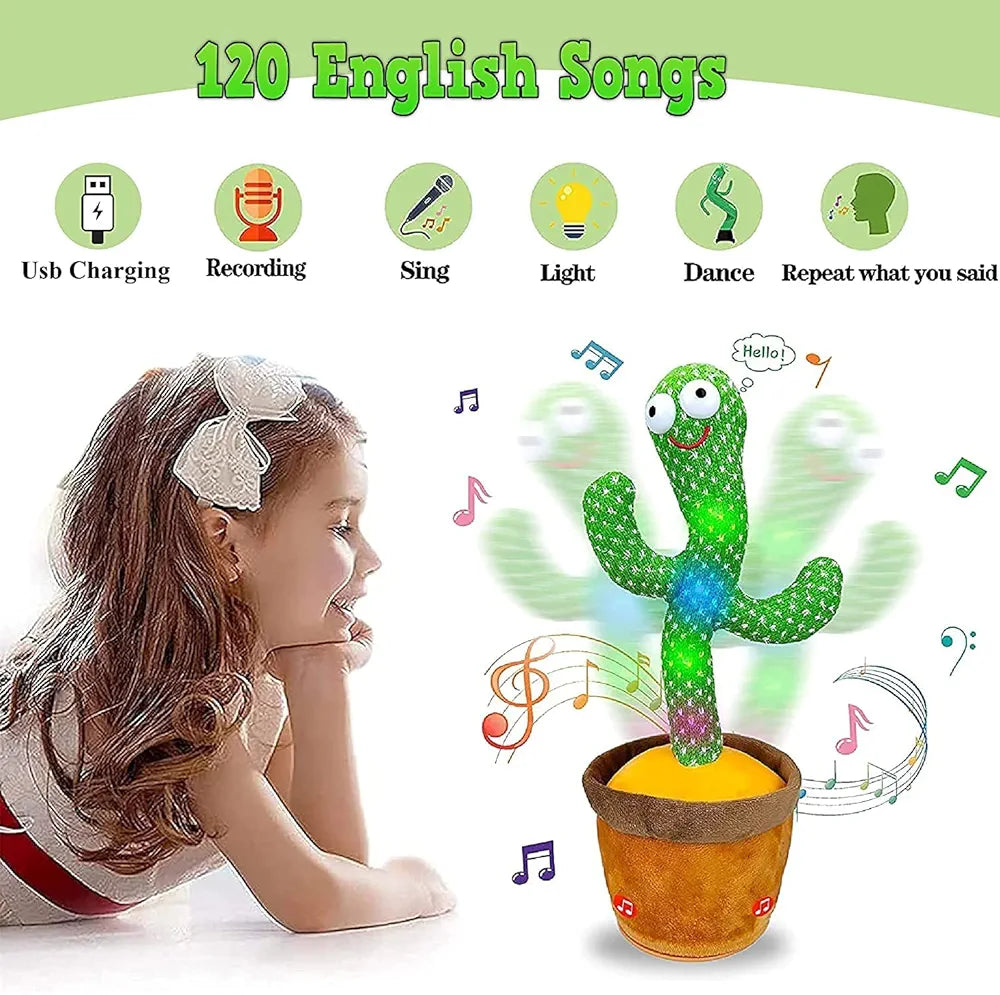 Dancing Cactus Toy with LED Lights & Music | Mimicry Talking Cactus Plush for Babies & Kids | Singing, Recording & Fun Interactive Toy