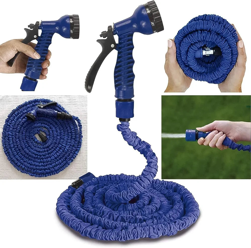 4 Metre Expandable Garden Hose | Magic Flexible Water Pipe with Spray Gun for Gardening & Car Cleaning (1 Set, Mixed Color)