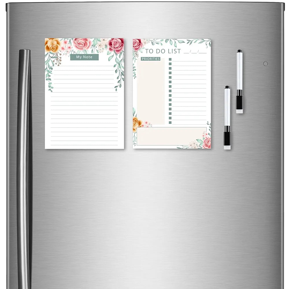 Grocery Shopping List Fridge Magnet with Marker | Magnetic Whiteboard Notepad for Kitchen & Home Décor