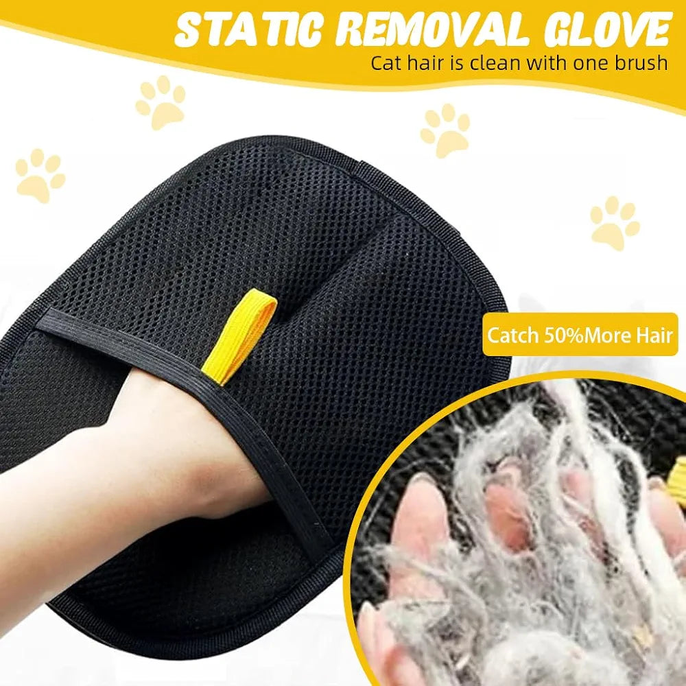 Pet Hair Removal Gloves | Gentle Grooming & Deshedding Gloves for Dogs & Cats | Massage & Loose Fur Remover