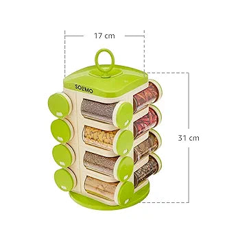 Ganesh Revolving Spice Rack | 12-Jar Masala Box & Kitchen Organizer for Spices, Herbs & Condiments