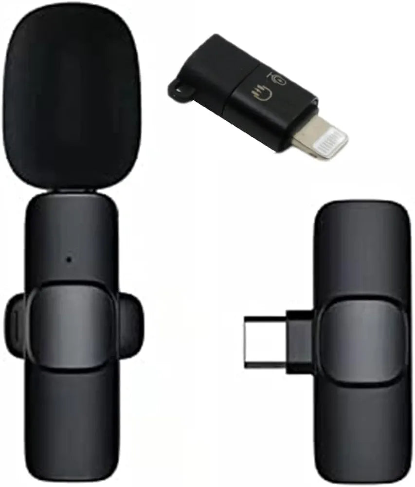 Intelligent Noise Cancelling Wireless Clip-On Microphone | Mini Lapel Collar Mic with Charging Case | Live Streaming & Recording Mic for Type-C & iPhone
