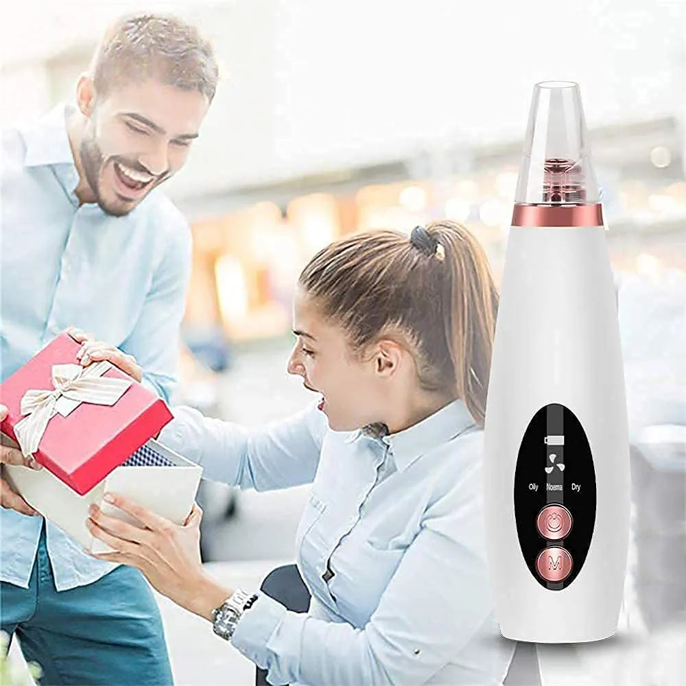 Electric Blackhead Remover | Pore Vacuum Suction Device for Face & Nose | Rechargeable Acne & Whitehead Extractor with 5 Probes
