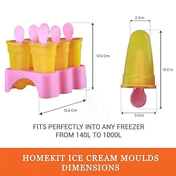 Plastic Ice Candy Maker Kulfi Maker Moulds Set With 6 Cups (Multicolour)