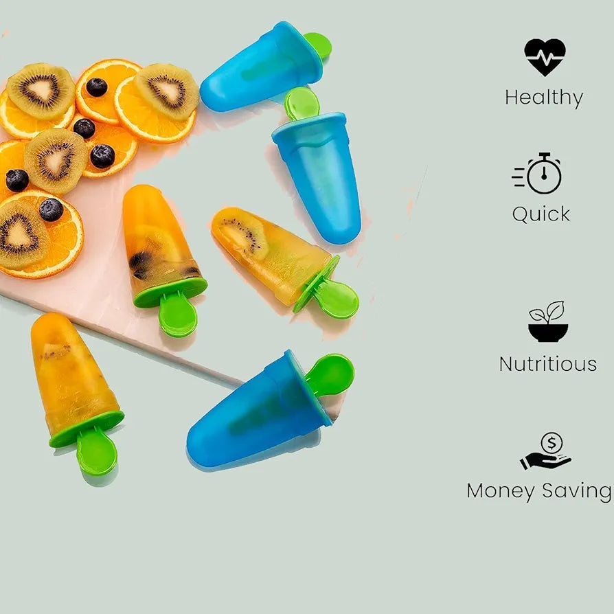 Plastic Ice Candy Maker Kulfi Maker Moulds Set With 6 Cups (Multicolour)