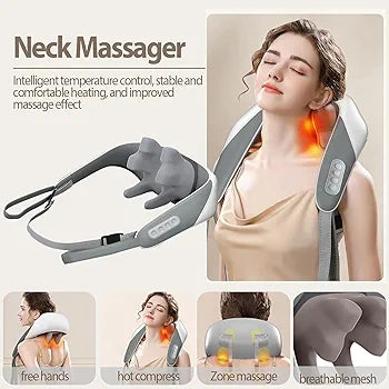 Electric Neck & Shoulder Massager with Heat | Rechargeable Deep Tissue Massage Device | Pain Relief & Relaxation Tool for Cervical, Back & Shoulder