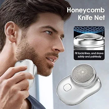 Mini Electric Razor & Rechargeable Shaver for Men | Compact Beard & Mustache Trimmer | Portable Grooming Shaver for Travel & Daily Use