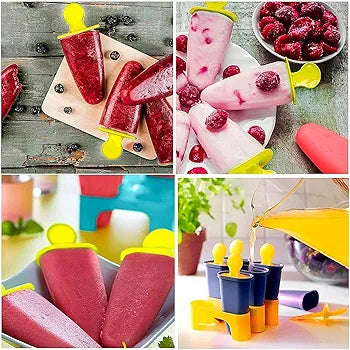 Plastic Ice Candy Maker Kulfi Maker Moulds Set With 6 Cups (Multicolour)
