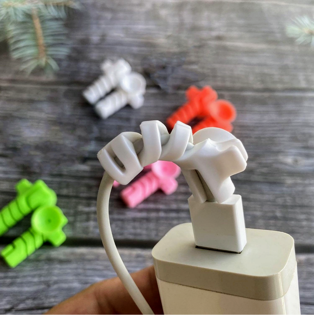 FlexiGuard™ Cable Protector – Prevents Charger Breakage & Extends Life(Suction Winder  4 Pcs Set)