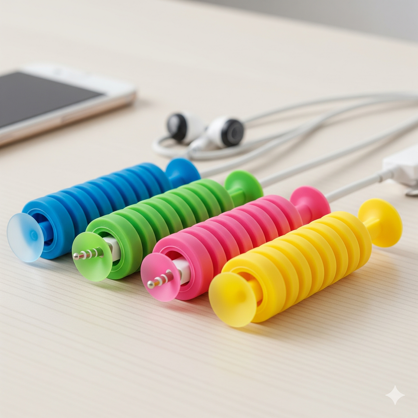 Cable Cord Protector Saver With Suction End (Suction Winder 4 Pcs Set)
