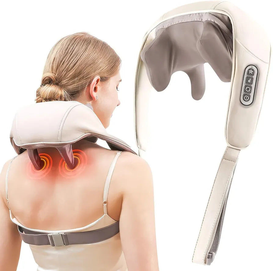 Electric Neck & Shoulder Massager with Heat | Rechargeable Deep Tissue Massage Device | Pain Relief & Relaxation Tool for Cervical, Back & Shoulder