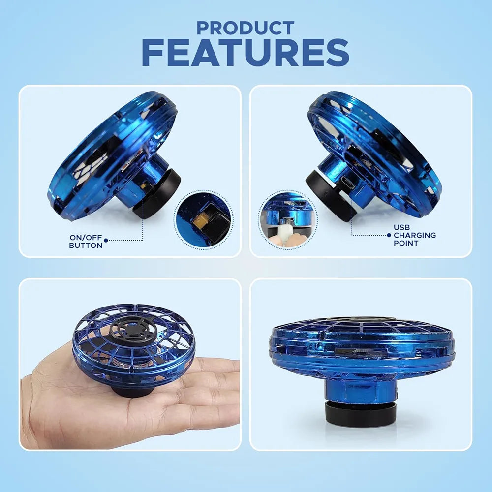 Flying Orb Ball Spinner | Magic Hand-Controlled Hover Toy with LED Lights | Outdoor & Indoor Fun for Kids & Adults (Assorted Color)