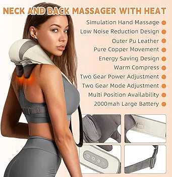 Electric Neck & Shoulder Massager with Heat | Rechargeable Deep Tissue Massage Device | Pain Relief & Relaxation Tool for Cervical, Back & Shoulder