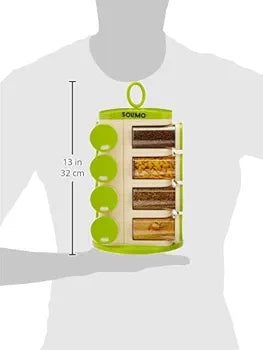 Ganesh Revolving Spice Rack | 12-Jar Masala Box & Kitchen Organizer for Spices, Herbs & Condiments