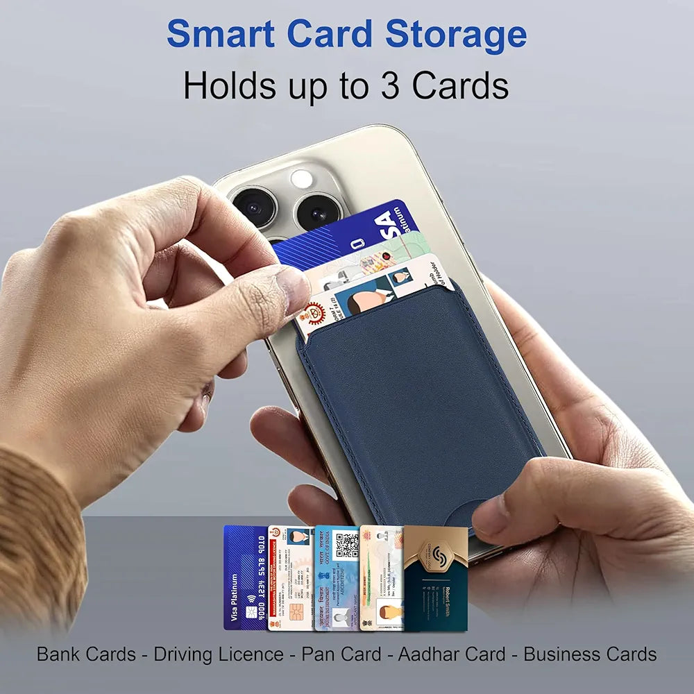 MagSafe Mobile Card Wallet Holder | Magnetic Slim Card Case for iPhone | Detachable PU Leather Wallet for Credit, ID & Business Cards