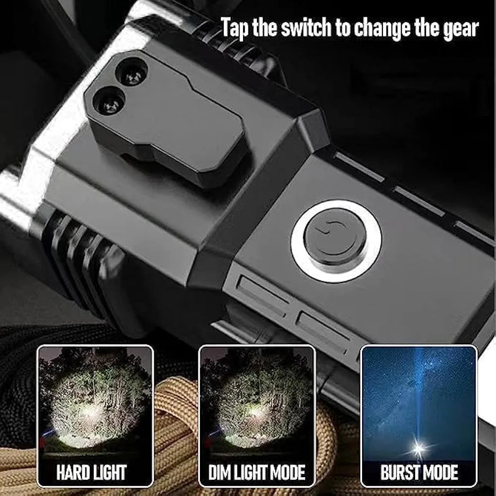 Portable Rechargeable Torch LED Flashlight | High Power, Long-Range Beam Torch with USB Charging
