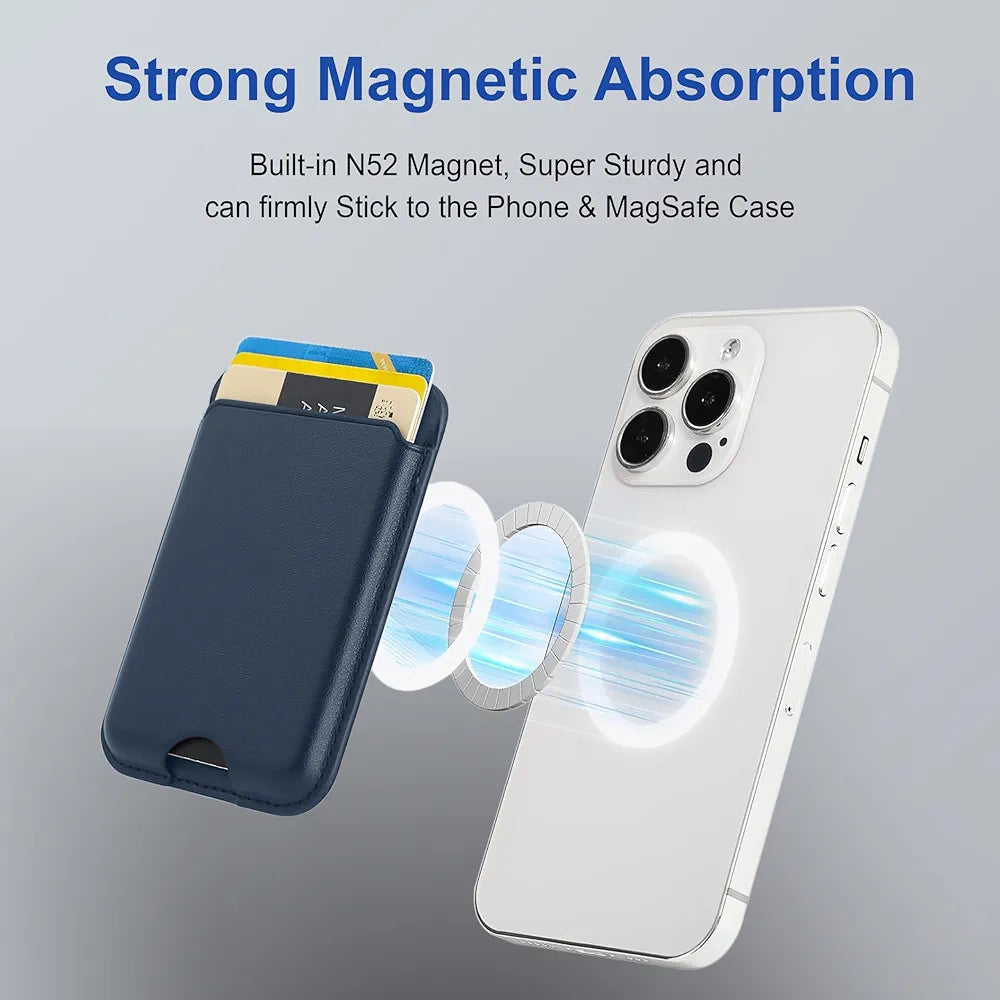 MagSafe Mobile Card Wallet Holder | Magnetic Slim Card Case for iPhone | Detachable PU Leather Wallet for Credit, ID & Business Cards