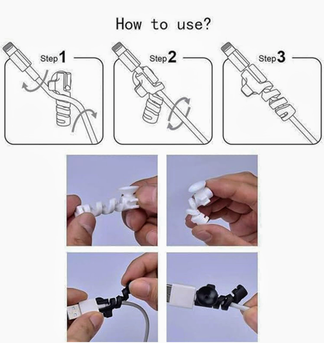 FlexiGuard™ Cable Protector – Prevents Charger Breakage & Extends Life(Suction Winder  4 Pcs Set)