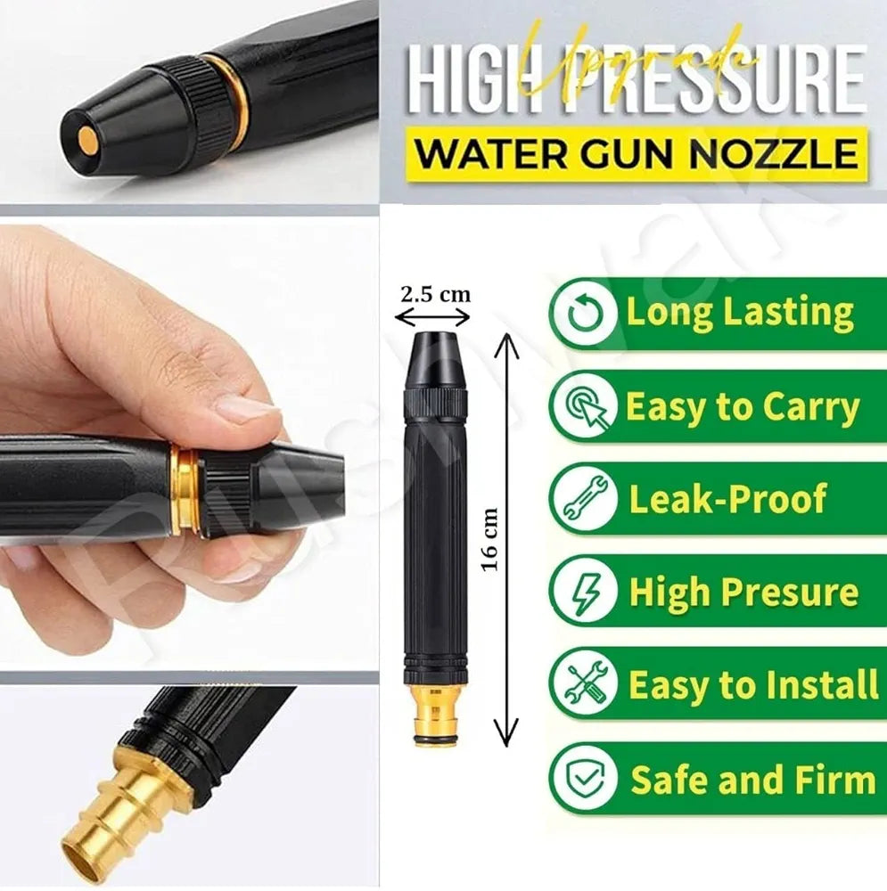 High Pressure Water Spray Nozzle – Portable Hose Attachment (Black) | Adjustable Jet for Car, Bike, Garden, Lawn & Home Cleaning