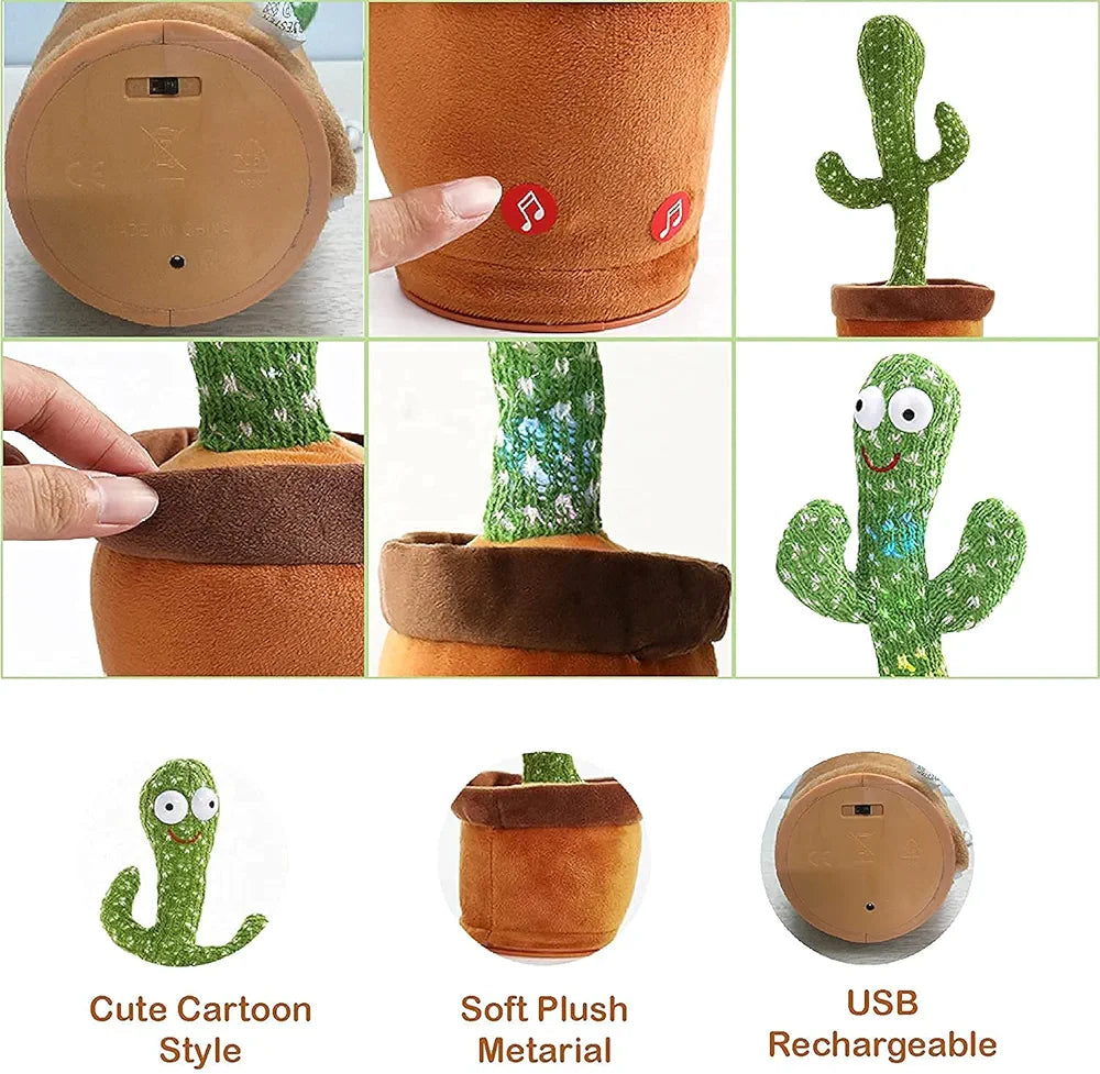 Dancing Cactus Toy with LED Lights & Music | Mimicry Talking Cactus Plush for Babies & Kids | Singing, Recording & Fun Interactive Toy