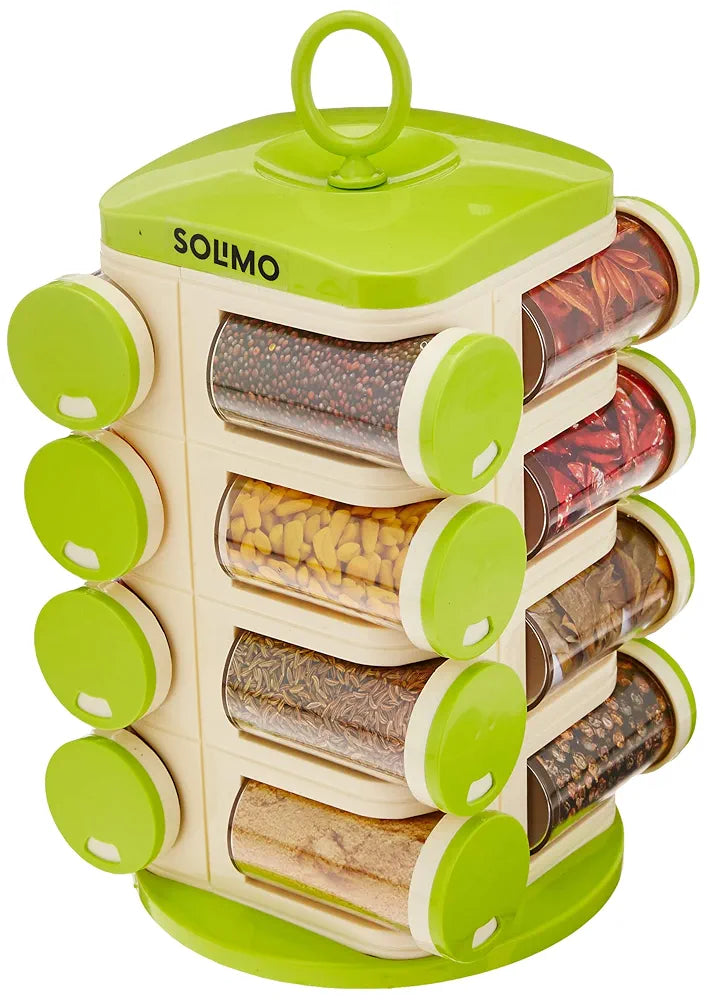 Ganesh Revolving Spice Rack | 12-Jar Masala Box & Kitchen Organizer for Spices, Herbs & Condiments