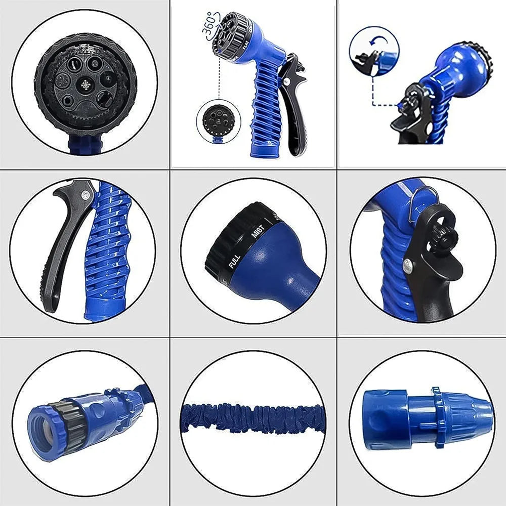 4 Metre Expandable Garden Hose | Magic Flexible Water Pipe with Spray Gun for Gardening & Car Cleaning (1 Set, Mixed Color)