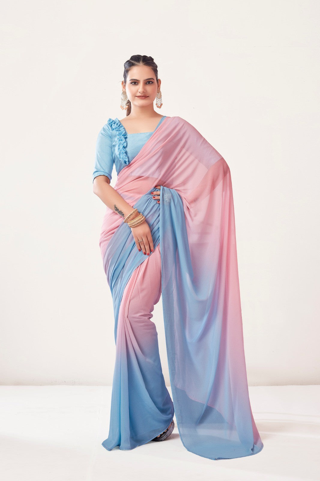Alia Inspired Desirable Georgette Fabric Casual Ready To Wear Saree For Women