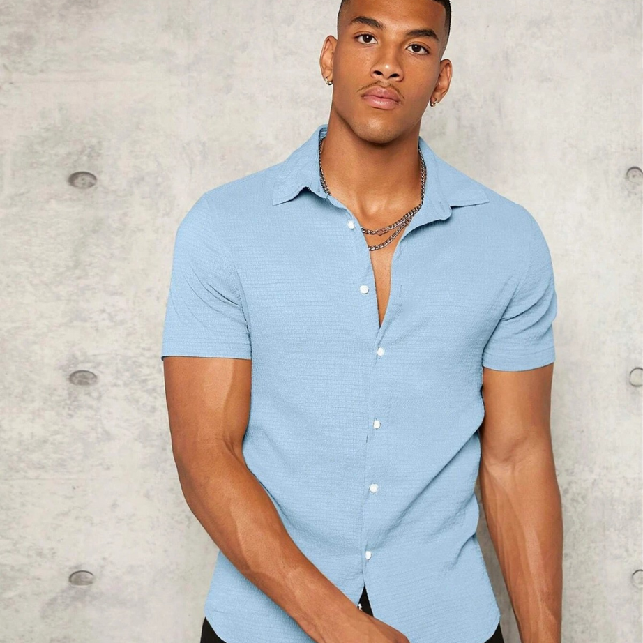 Sky Colour Imported Casual Wear Short Sleeve Shirt For Men's - BUYZ.IN | Trendsetter Men's wear