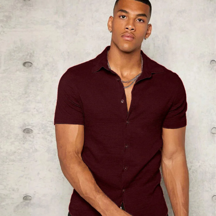 Maroon Colour Imported Casual Wear Short Sleeve Shirt For Men's - BUYZ.IN | Trendsetter Men's wear