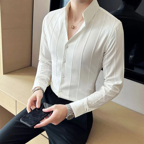 White Striped Premium Shirt - BUYZ.IN | Trendsetter Men's wear