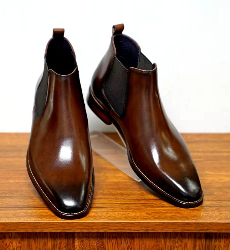 Premium Brown Leather Chelsea Ankle Boots with Elastic Gusset & Rugged Commando Sole angle 1