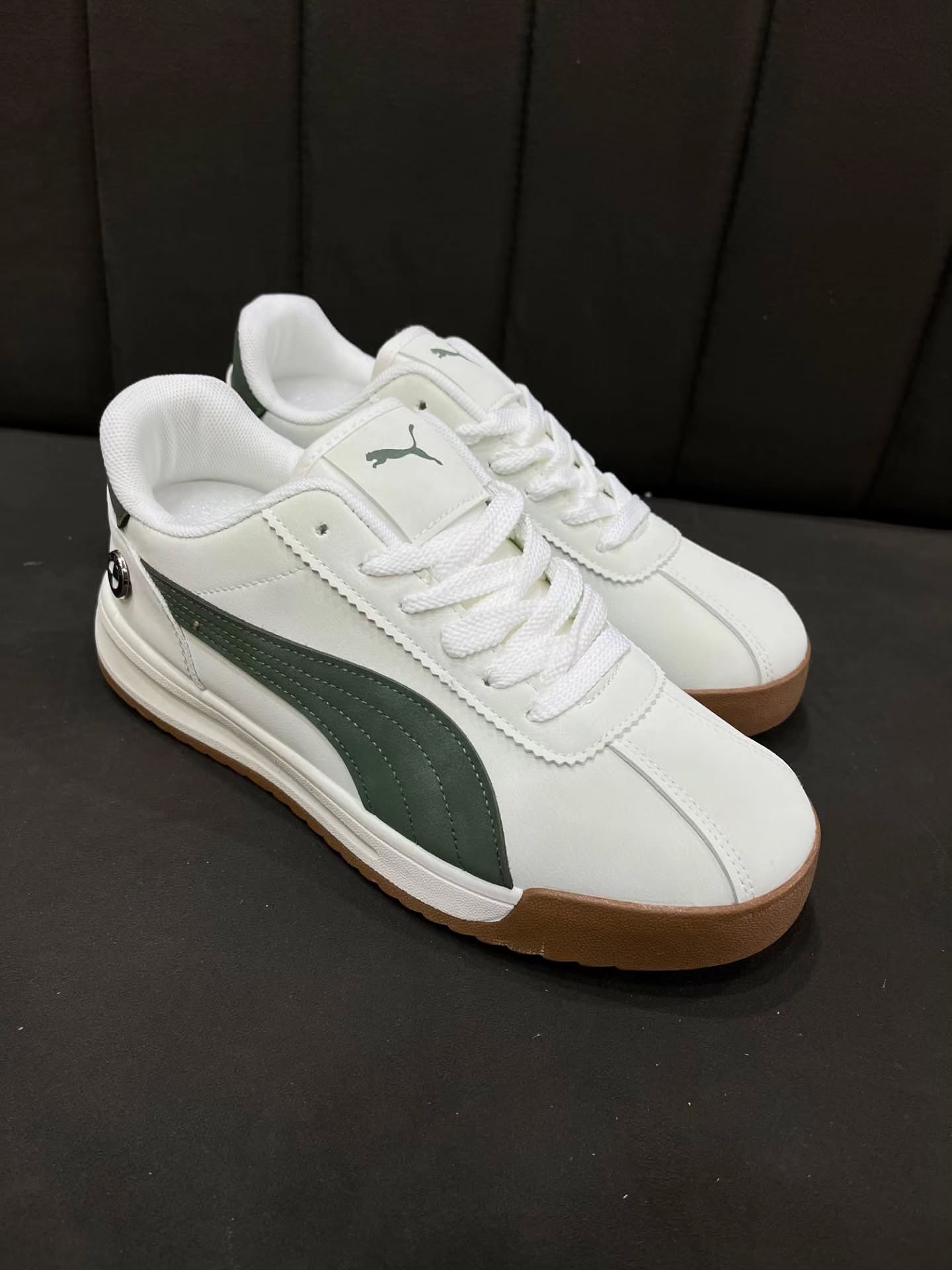 Premium white & green sneakers for men